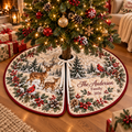 Personalized Christmas Tree Skirt Quilted – Winter Woodland Deer & Cardinal Design, Custom Family Name Christmas Tree Skirt, Rustic Holiday Tree Decor 2026