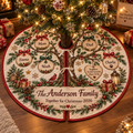 Personalized Family Tree Quilted Christmas Tree Skirt – Custom Family & Pet Names, Rustic Wooden Ornament Design, Together for Christmas 2026, Holiday Tree Decor, Fa